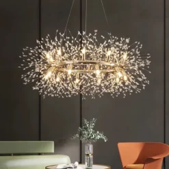 Fireworks Crystal Chandelier Modern, Sputnik Dandelion Chandelier, 12/20 Lights Chrome Pendant Lighting for Restaurant Stairs Kitchen Dining Room Bedroom Living Room