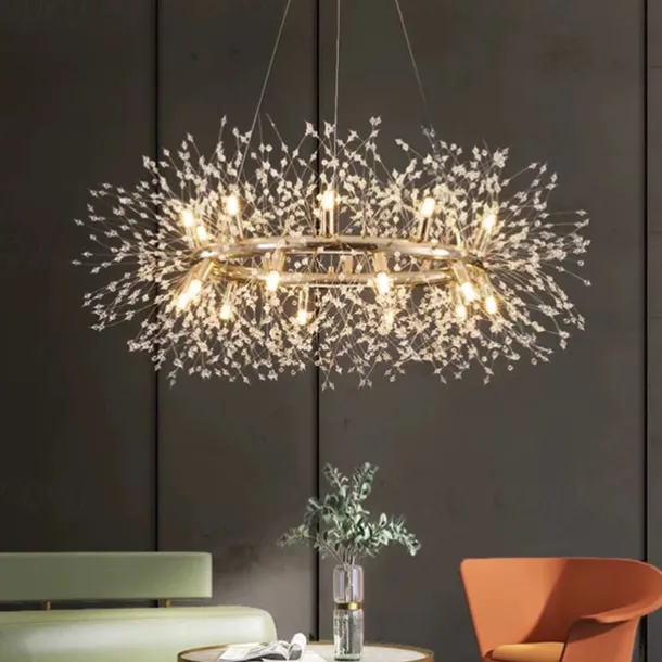 Fireworks Crystal Chandelier Modern, Sputnik Dandelion Chandelier, 12/20 Lights Chrome Pendant Lighting for Restaurant Stairs Kitchen Dining Room Bedroom Living Room