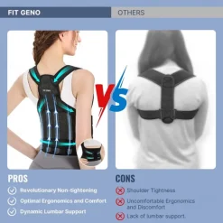 Fit Geno Back Brace Posture Corrector for Women and Men, Back Straightener Posture Corrector, Scoliosis and Hunchback Correction, Back Pain, Spine Corrector, Support, Adjustable Posture Trainer