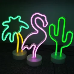 Flamingo Coconut Tree Cactus Decoration Light Night Light New Year's Xmas Decoration AA Batteries Powered USB 1pc