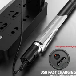Flashlight Pen Light Professional Dual Light Source Rechargeable Lamp with Side Lights for Indoor and Outdoor Use