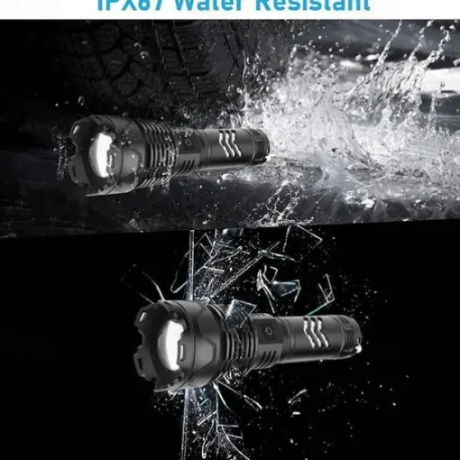Flashlights High Lumens Rechargeable, 120000 Lumen Flashlight xhp160 Zoomable Brightest Flashlight, with 5 Modes Waterproof LED Tactical Flashlight for Emergencies Camping