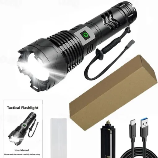 Flashlights High Lumens Rechargeable, 120000 Lumen Flashlight xhp160 Zoomable Brightest Flashlight, with 5 Modes Waterproof LED Tactical Flashlight for Emergencies Camping