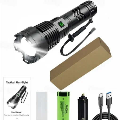 Flashlights High Lumens Rechargeable, 120000 Lumen Flashlight xhp160 Zoomable Brightest Flashlight, with 5 Modes Waterproof LED Tactical Flashlight for Emergencies Camping