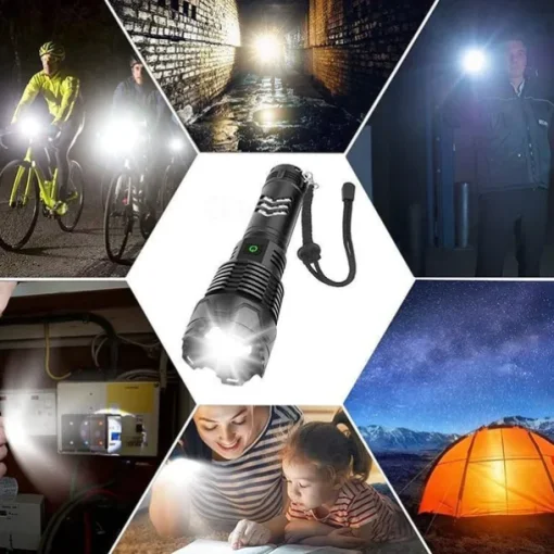 Flashlights High Lumens Rechargeable, 120000 Lumen Flashlight xhp160 Zoomable Brightest Flashlight, with 5 Modes Waterproof LED Tactical Flashlight for Emergencies Camping