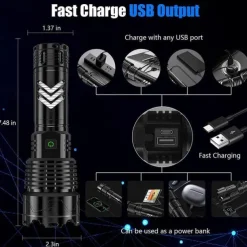Flashlights High Lumens Rechargeable, 120000 Lumen Flashlight xhp160 Zoomable Brightest Flashlight, with 5 Modes Waterproof LED Tactical Flashlight for Emergencies Camping