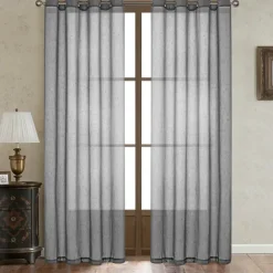 Flax Cotton Linen Pinch Pleated Sheer Curtains Long Vintage French Window Panel Drapes with Back Tab for Farmhouse Living Room Bedroom, Natural 1 Panel
