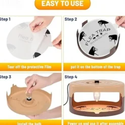 Flea Traps for Home – Indoor Pest Control Bed Bug Trap with 8 Sticky Discs, Non-Toxic and Safe for Pets and Kids
