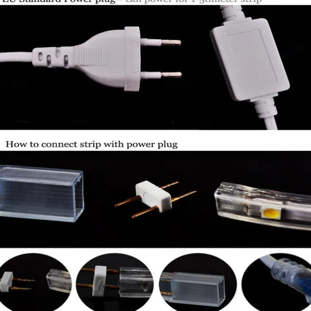 Flexible Rope LED Strip Light 220V-240V 5050 Waterproof High Safety High Brightness Warm White Blue Red Green Outdoor EU Plug