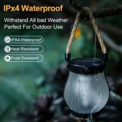 Flickering Flame Solar Lanterns, Dancing Flame Solar Lantern Outdoor Lights, Automatic Light Sensor, Waterproof Hanging Lantern for Pathway Yard Patio Porch Garden Decor