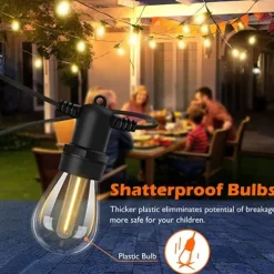 Flickering S14 Flame String Lights 5M 10 LED /10M 20LED String Lights for Outside Plug in Garden Lights for Halloween Christmas Connectable Backyard Decorative Lights Cafe Bistro Patio