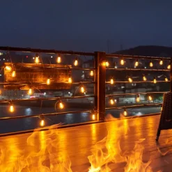 Flickering S14 Flame String Lights 5M 10 LED /10M 20LED String Lights for Outside Plug in Garden Lights for Halloween Christmas Connectable Backyard Decorative Lights Cafe Bistro Patio