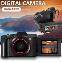 Flip Screen Selfie Digital Camera Digital Zoom Video Camera Point and Shoot Camera Compact Digital Camera for Vlogging