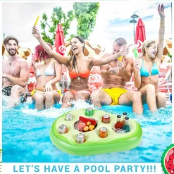 Floating Drink Holder for Pool, Floating Cabana Bar, Hot Tub Drink Holder for Adults, Inflatable Pool Accessories