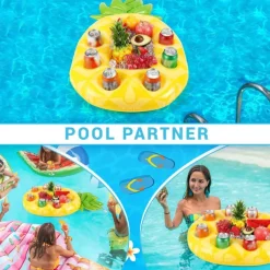 Floating Drink Holder for Pool, Floating Cabana Bar, Hot Tub Drink Holder for Adults, Inflatable Pool Accessories