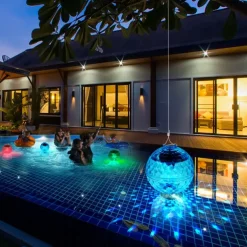 Floating Pool Lights Solar Pool Lights with RGB Color Changing Waterproof Pool Lights that Float for Swimming Pool at Night Hangable LED Disco Glow Ball Lights for Pond Garden Backyard