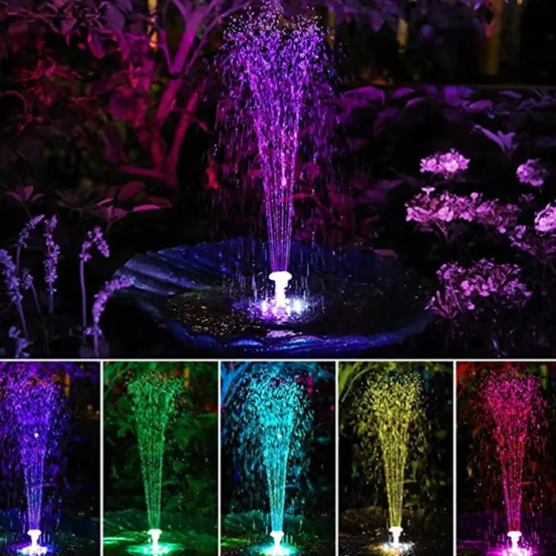 Floating Solar Bird Bath Water Fountain Lights Garden Waterfall Fountain Pond Solar Panel Powered Water Pump Garden Decoration