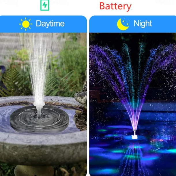 Floating Solar Bird Bath Water Fountain Lights Garden Waterfall Fountain Pond Solar Panel Powered Water Pump Garden Decoration