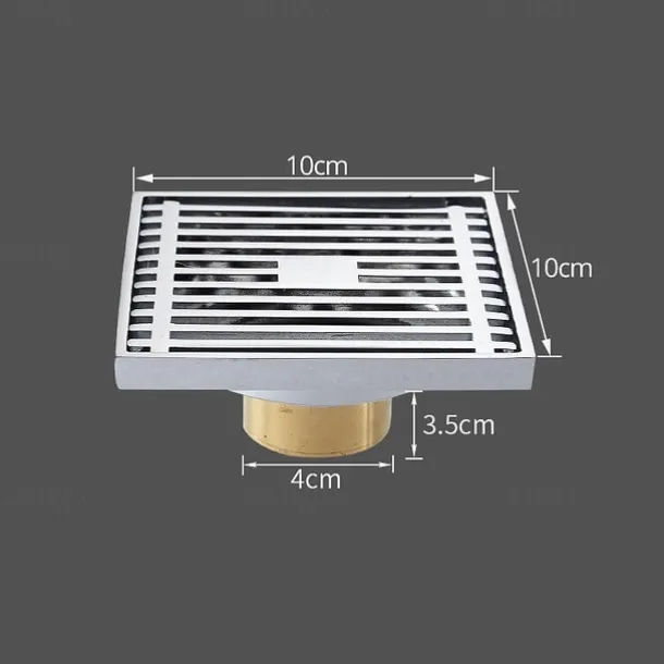 Floor Drain Solid Brass Block Hair Floor Register 1pc - Bathroom 10cm*10cm