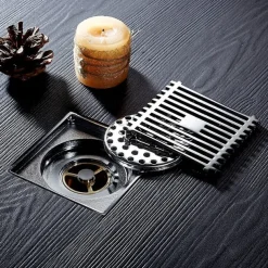 Floor Drain Solid Brass Block Hair Floor Register 1pc - Bathroom 10cm*10cm