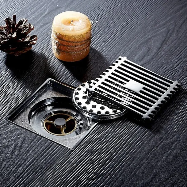 Floor Drain Solid Brass Block Hair Floor Register 1pc - Bathroom 10cm*10cm