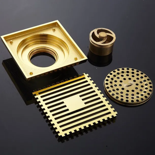 Floor Drain Solid Brass Block Hair Floor Register 1pc - Bathroom 10cm*10cm