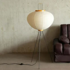 Floor Lamps Modern Rice Paper Floor Lamp Tripod Iron Black Floor Lights Led Lamp for Living Room Study Bedroom Corner Stand Lights 110-240V