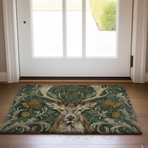 Floral Deer Doormat Kitchen Mat Floor Mat Non-Slip Area Rug Oil Proof Rug Indoor Outdoor Mat Bedroom Decor Bathroom Mat Entrance Rug