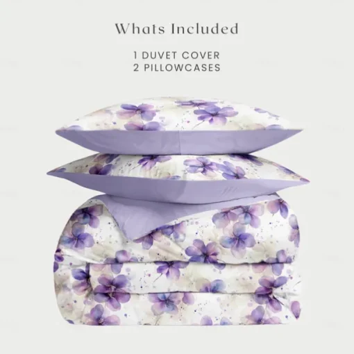 Floral Duvet Cover Set 100% Cotton Soft and Breathable Bedding Featuring Colorful Flowers Lightweight and Durable Quilt Cover Comfortable for All Seasons Easy to Care