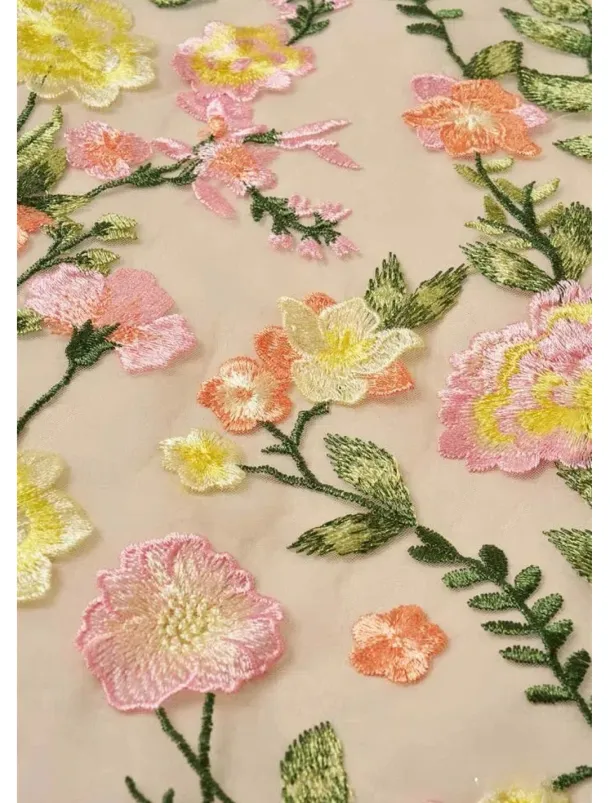 Floral Lace A-Line Embroidered Dress Beach Wedding Formal Mother of the Bride Elegant Vintage V Neck Ankle Length Tulle Short Sleeve with Appliques Flower