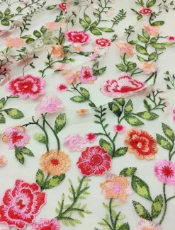 Floral Lace A-Line Embroidered Dress Beach Wedding Formal Mother of the Bride Elegant Vintage V Neck Ankle Length Tulle Short Sleeve with Appliques Flower