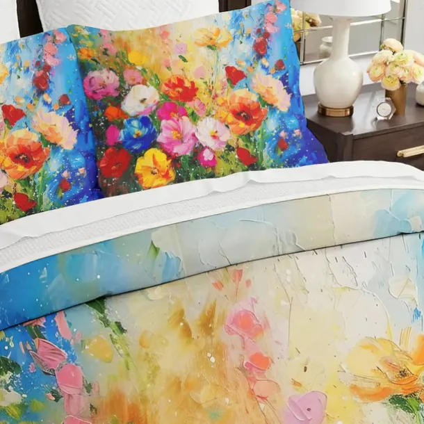 Floral Pattern Duvet Cover Set Set Soft 3-Piece Luxury Cotton Bedding Set Home Decor Gift King Queen Duvet Cover