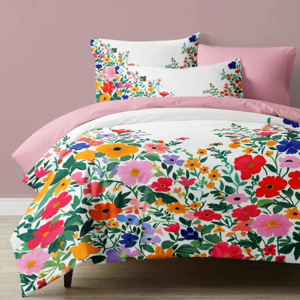 Floral Pattern Duvet Cover Set Set Soft 3-Piece Luxury Cotton Bedding Set Home Decor Gift King Queen Duvet Cover