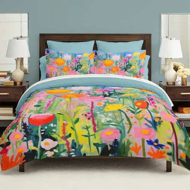 Floral Pattern Duvet Cover Set Set Soft 3-Piece Luxury Cotton Bedding Set Home Decor Gift King Queen Duvet Cover