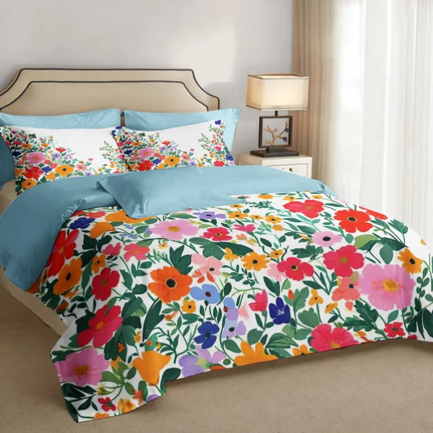 Floral Pattern Duvet Cover Set Set Soft 3-Piece Luxury Cotton Bedding Set Home Decor Gift King Queen Duvet Cover