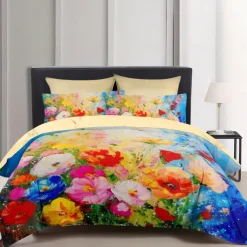 Floral Pattern Duvet Cover Set Set Soft 3-Piece Luxury Cotton Bedding Set Home Decor Gift King Queen Duvet Cover