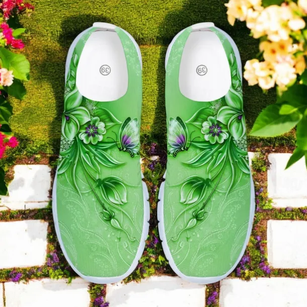 Floral Print Flyknit Sneakers with Breathable Upper, Lightweight Sole and Comfortable Fit for Casual Walks and Outdoor Activities