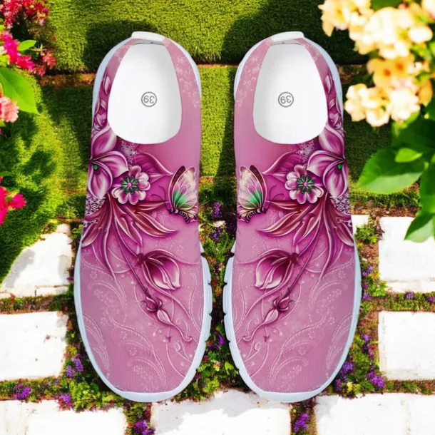 Floral Print Flyknit Sneakers with Breathable Upper, Lightweight Sole and Comfortable Fit for Casual Walks and Outdoor Activities