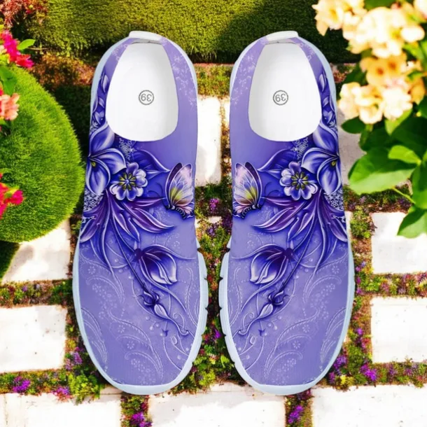 Floral Print Flyknit Sneakers with Breathable Upper, Lightweight Sole and Comfortable Fit for Casual Walks and Outdoor Activities