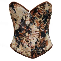 Floral Rococo Medieval Underbust Corset Bustier Bodyshaper Fancy Dress Women's Celtic Fantasy Halloween Carnival Masquerade Party / Evening Adults' Corset