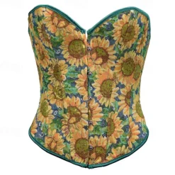 Floral Rococo Medieval Underbust Corset Bustier Bodyshaper Fancy Dress Women's Celtic Fantasy Halloween Carnival Masquerade Party / Evening Adults' Corset