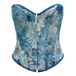 Floral Rococo Medieval Underbust Corset Bustier Bodyshaper Fancy Dress Women's Celtic Fantasy Halloween Carnival Masquerade Party / Evening Adults' Corset