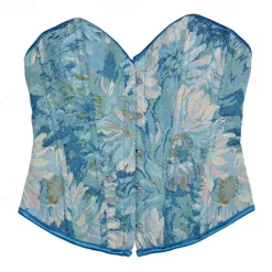 Floral Rococo Medieval Underbust Corset Bustier Bodyshaper Fancy Dress Women's Celtic Fantasy Halloween Carnival Masquerade Party / Evening Adults' Corset