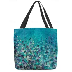 Floral Tote Bag for Women – Stylish Large Capacity Handbag with Black and Pink Flower Design, Perfect for Shopping, Travel, and Daily Use