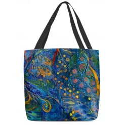 Floral Tote Bag for Women – Stylish Large Capacity Handbag with Black and Pink Flower Design, Perfect for Shopping, Travel, and Daily Use