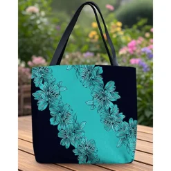Floral Tote Bag for Women – Stylish Large Capacity Handbag with Black and Pink Flower Design, Perfect for Shopping, Travel, and Daily Use