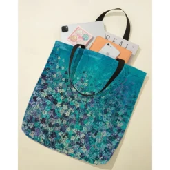 Floral Tote Bag for Women – Stylish Large Capacity Handbag with Black and Pink Flower Design, Perfect for Shopping, Travel, and Daily Use