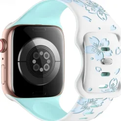 Flower Engraved Compatible with Apple Watch band 38mm 40mm 41mm 42mm 44mm 45mm 49mm Rugged Butterfly Buckle Silicone Strap Replacement Wristband for iwatch Ultra 2 Series 9 8 7 SE 6 5 4 3 2 1