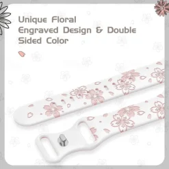 Flower Engraved Compatible with Apple Watch band 38mm 40mm 41mm 42mm 44mm 45mm 49mm Rugged Butterfly Buckle Silicone Strap Replacement Wristband for iwatch Ultra 2 Series 9 8 7 SE 6 5 4 3 2 1