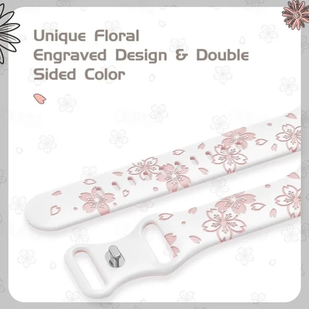Flower Engraved Compatible with Apple Watch band 38mm 40mm 41mm 42mm 44mm 45mm 49mm Rugged Butterfly Buckle Silicone Strap Replacement Wristband for iwatch Ultra 2 Series 9 8 7 SE 6 5 4 3 2 1